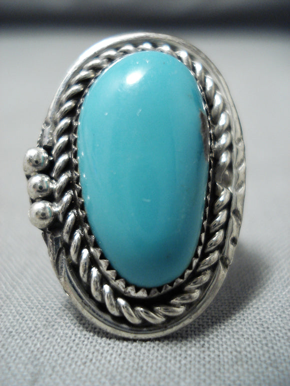 Incredible Vintage Navajo Turquoise Sterling Silver Ring Native American Old-Nativo Arts