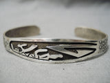 Detailed Vintage Navajo Sterling Silver Native American Bracelet Old-Nativo Arts