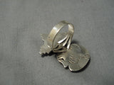 Superior Vintage Native American Navajo 3d Kachina Nel Morton Turquoise Sterling Silver Ring-Nativo Arts