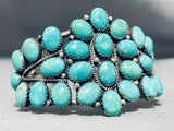 Gorgeous Vintage Native American Navajo Earth Blue Turquoise Cluster Sterling Silver Bracelet-Nativo Arts