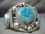One Of The Biggest Heaviest Native American Zuni Turquoise Sterling Silver Bracelet-Nativo Arts