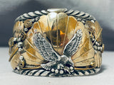 Important Chee Eagle Vintage Native American Navajo Sterling Silver Gold Bracelet-Nativo Arts