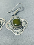 Elegant Vintage Native American Navajo Damale Turquoise Squares Sterling Silver Earrings-Nativo Arts