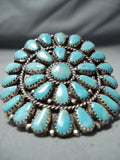 Huge Navajo Turquoise Cluster Sterling Silver Ring Native American-Nativo Arts