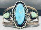 Superior Vintage Native American Navajo Turquoise Sterling Silver Bracelet Cuff Old-Nativo Arts