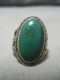Earlier 1900's Vintage Native American Navajo Cerrillos Turquoise Sterling Silver Ring Old-Nativo Arts