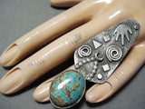 Impressive San Felipe Native American 8 Turquoise Sterling Silver Ring-Nativo Arts