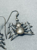 Unforgettable Vintage Native American Navajo Sterling Silver Spider Earrings-Nativo Arts