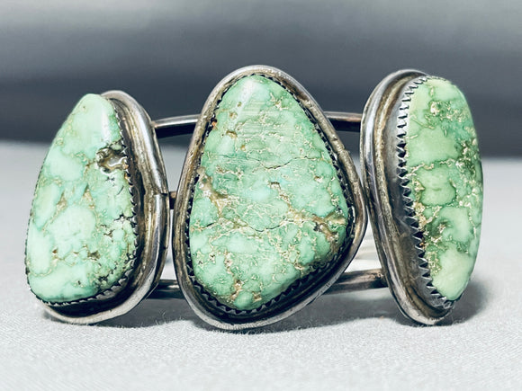 One Of The Best Vintage Native American Navajo Carico Lake Turquoise Sterling Silver Bracelet-Nativo Arts