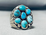 Sturdy Thick Mens Vintage Native American Navajo Turquoise Cluster Sterling Silver Ring-Nativo Arts