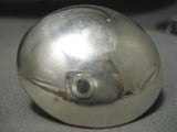 One Of The Biggest Native American Navajo Sterling Silver Button Ring-Nativo Arts