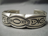 Heavy Advanced Silver Work Vintage Native American Navajo Detailed Sterling Bracelet-Nativo Arts