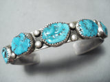 Impressive Vintage Native American Navajo Kingman Turquoise Sterling Silver Bracelet Old-Nativo Arts