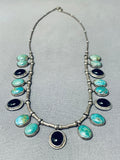 Excellent Vintage Native American Navajo Royston Turquoise & Black Onyx Sterling Silver Necklace-Nativo Arts