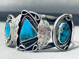 Majestic Vintage Native American Navajo 3 Morenci Turquoise Sterling Silver Bracelet-Nativo Arts