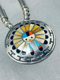 Native American One Of The Best Ever Vintage Zuni Turquoise Inlay Sterling Silver Necklace-Nativo Arts