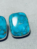 Bobby Johnson Vintage Native American Navajo Turquoise Sterling Silver Earrings-Nativo Arts