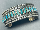 Tommy Lowe Amazing Vintage Native American Navajo Kingman Turquoise Sterling Silver Bracelet-Nativo Arts