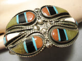 Opulent Vintage Native American Navajo Turquoise Jade Sterling Silver Bracelet Old-Nativo Arts