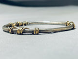 Orville Tsinnie 14k Gold Vintage Native American Navajo Sterling Silver Bangle Bracelet-Nativo Arts