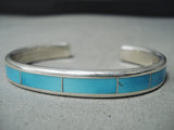 Unbelievable Zuni Kingman Turquoise Sterling Silver Bracelet Native American-Nativo Arts