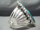 One Of The Craziest Vintage Native American Navajo Big Turquoise Sterling Silver Flank Bracelet-Nativo Arts