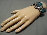 Museum Vintage Native American Navajo Bisbee Turquoise Sterling Silver Bracelet Old-Nativo Arts