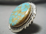 Fantastic Vintage Native American Navajo Spiderweb Turquoise Sterling Silver Ring Old-Nativo Arts