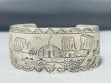 Noteworthy Vintage Signed Native American Hopi Handcarved Storyteller Sterling Silver Bracelet-Nativo Arts