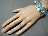 Signed San Felipe Native American Turquoise Sterling Silver Bracelet-Nativo Arts