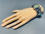 Heavy 127 Gram Vintage Native American Navajo Green Turquoise Sterling Silver Bracelet-Nativo Arts