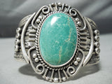 Early Huge Rare Vintage Native American Navajo Cerrillos Turquoise Sterling Silver Bracelet-Nativo Arts