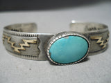 Amazing Vintage Navajo Green Turquoise Sterling Silver Bracelet Native American-Nativo Arts