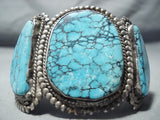 One Of The Finest Vintage Native American Navajo Spiderweb Turquoise Sterling Silver Bracelet-Nativo Arts