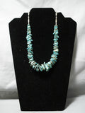 Green Nugget Collection Vintage Native American Navajo Sterling Silver Torpedo Necklace Old-Nativo Arts