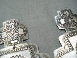 Exquisite Navajo Sterling Silver Huge Cross Earrings Native American-Nativo Arts