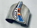 One Of The Best Ever Vintage Native American Hopi Sterling Silver Inlay Bracelet-Nativo Arts