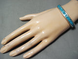 Dramatic Zuni Kingman Turquoise Sterling Silver Bracelet Native American-Nativo Arts