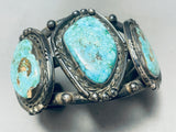 Museum Quality Vintage Native American Navajo Cairoc Lake Turquoise Sterling Silver Bracelet-Nativo Arts
