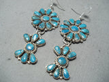 Stunning Navajo Turquoise Cluster Sterling Silver Earrings Native American-Nativo Arts