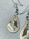 Important Exquisite Vintage Native American Zuni Abalone Sterling Silver Earrings-Nativo Arts