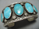Incredible Vintage Native American Navajo Carico Lake Turquoise Sterling Silver Bracelet Old-Nativo Arts