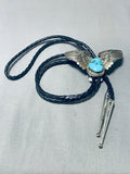 Pilot Wings Rare Vintage Native American Navajo Turquoise Sterling Silver Bolo Tie-Nativo Arts