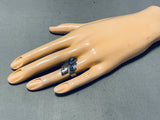 Rare Adjustable Shank Vintage Native American Navajo Lapis Sterling Silver Ring-Nativo Arts