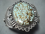 Colossal Vintage Native American Navajo #8 Turquoise Sterling Silver Bracelet-Nativo Arts