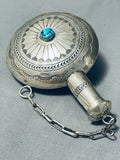 Huge Completely Handmade Vintage Native American Navajo Turquoise Sterling Silver Flask Pendant-Nativo Arts
