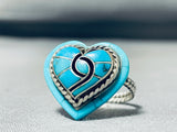 Adorable Vintage Native American Zuni Turquoise Sterling Silver Heart Ring-Nativo Arts