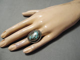 Outstanding Vintage Native American Navajo Green Turquoise Sterling Silver Ring Old-Nativo Arts