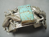 Detailed Lizard Native American Navajo #8 Turquoise Mine Sterling Silver Bracelet-Nativo Arts