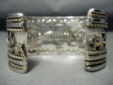 Important Native American Navajo Sterling Silver 12k Gold Storyteller Bracelet-Nativo Arts